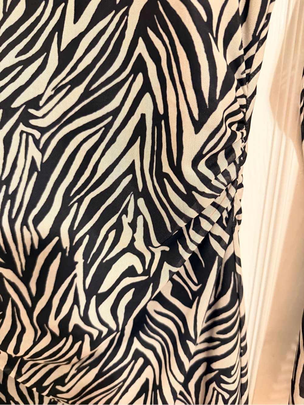 Francesca's Collections Black and White Zebra Print Long-Sleeve Mini Dress - Picture 7 of 7